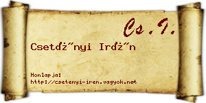 Csetényi Irén névjegykártya